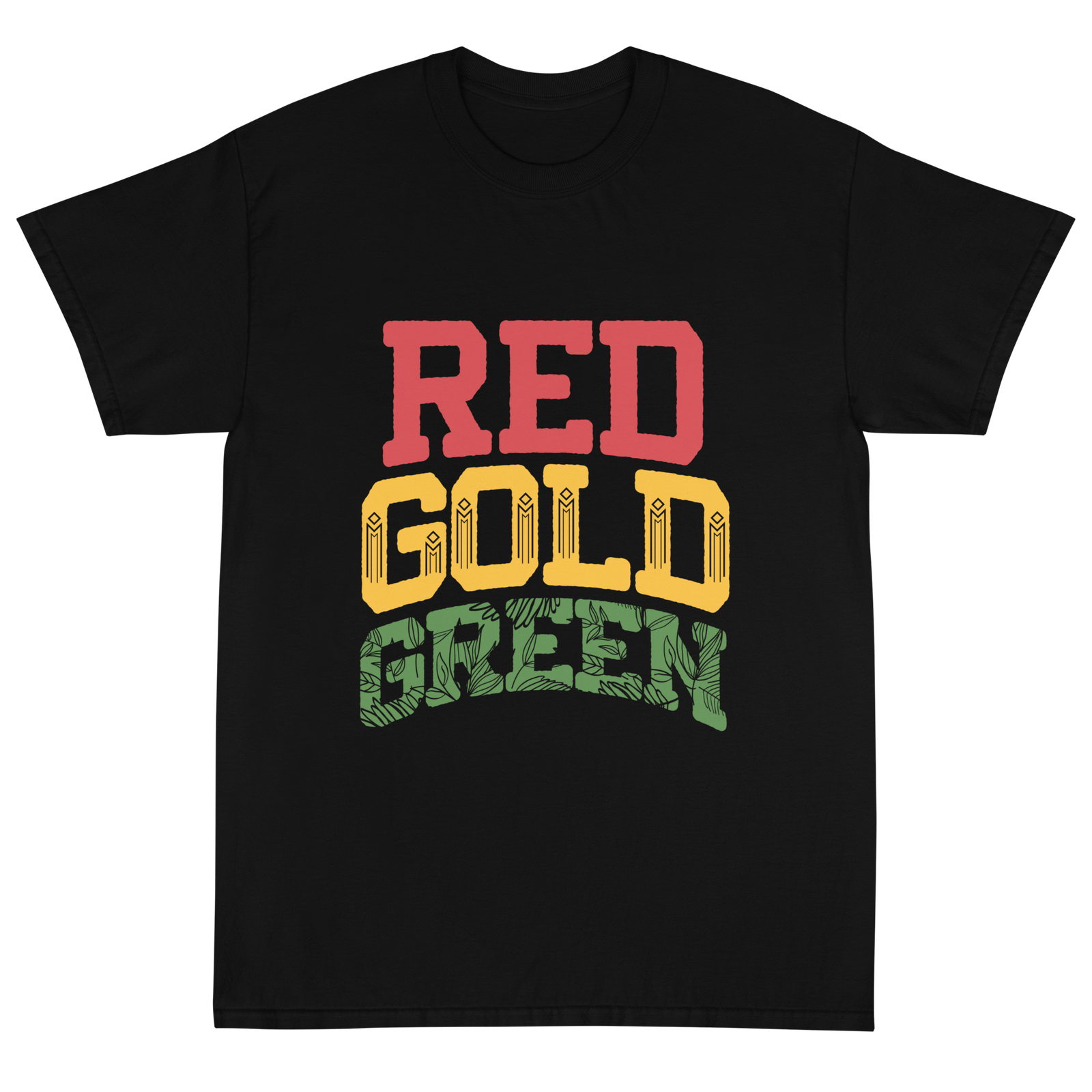 Red Gold & Green Text T-Shirt