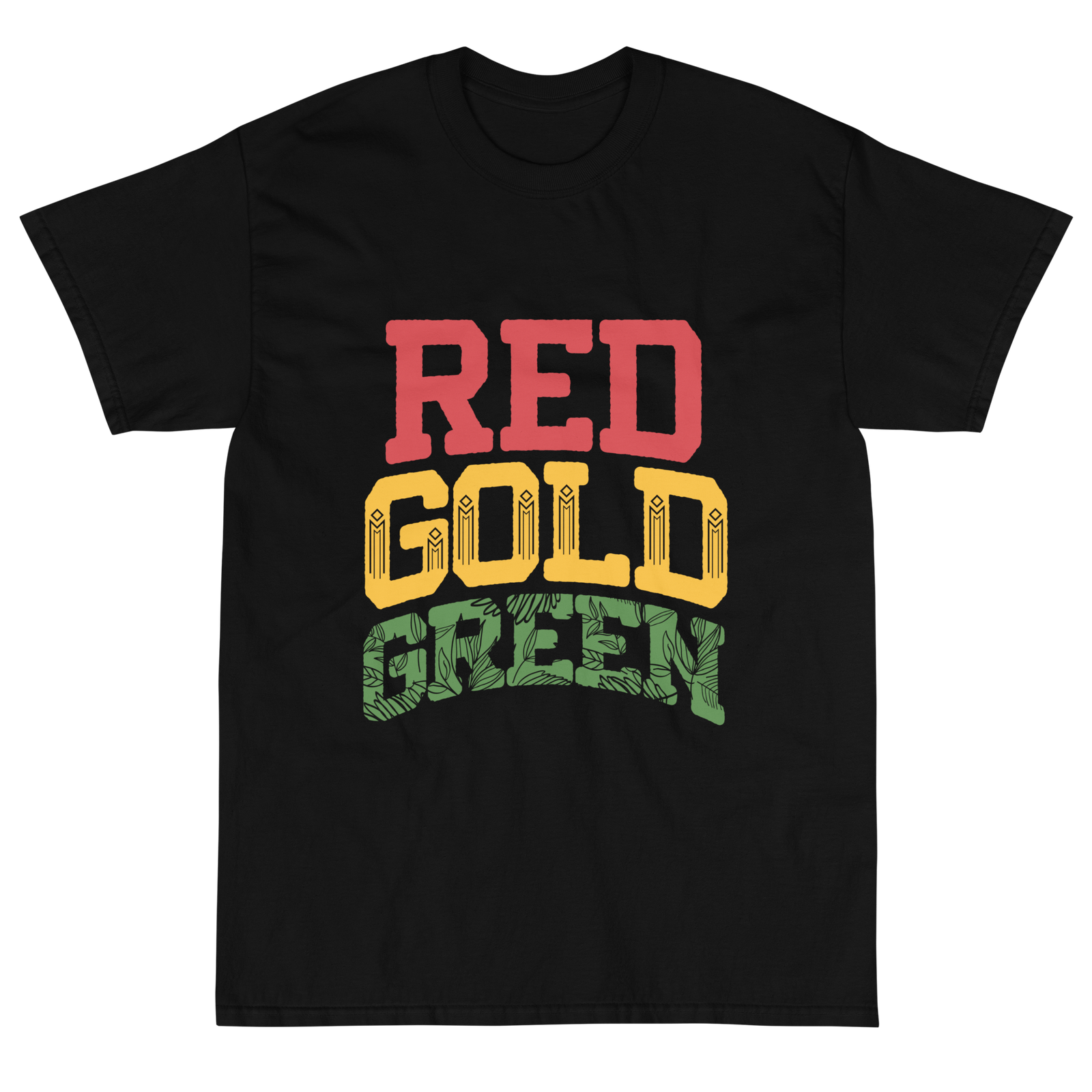 Red Gold & Green Text T-Shirt