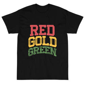 Red Gold & Green Text T-Shirt