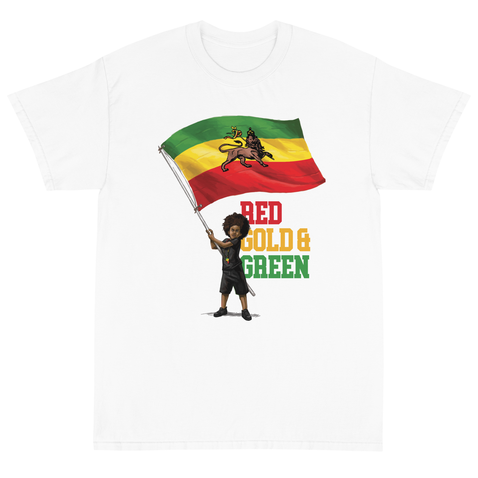 Red Gold & Green Flag T-Shirt ( White)
